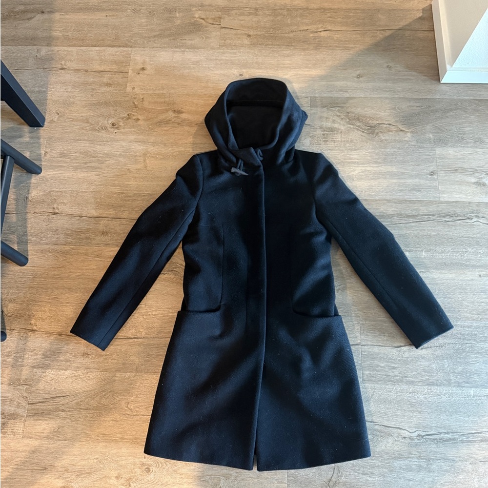Babaton Black Hooded Wool Coat